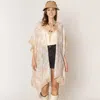 Fashnzfab Two Tone Floral Print Kimono Poncho In Neutral
