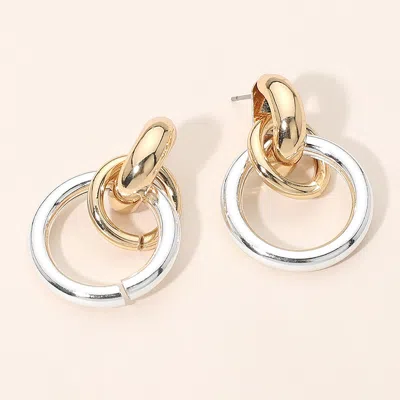 Fashnzfab Two Tone Linked Hoop Drop Earrings In Gold