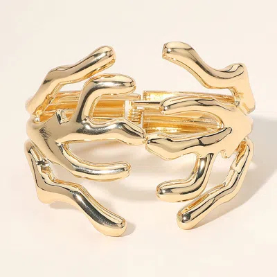 Fashnzfab Two Tone Metal Abstract Branch Hinged Bracelet In Gold