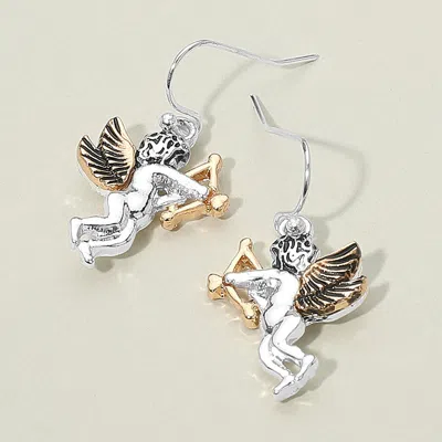 Fashnzfab Two Tone Metal Angle Dangle Earrings In Multi