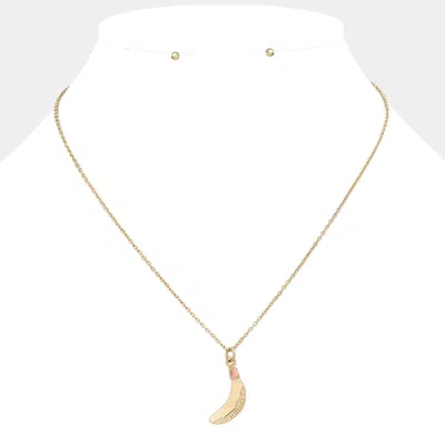 Fashnzfab Two Tone Metal Banana Pendant Necklace In Multi