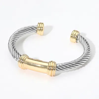Fashnzfab Two Tone Metal Cuff Bracelet - Two Tone In Multi
