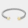 Fashnzfab Two Tone Metal Cuff Bracelet Two Tone In Multi