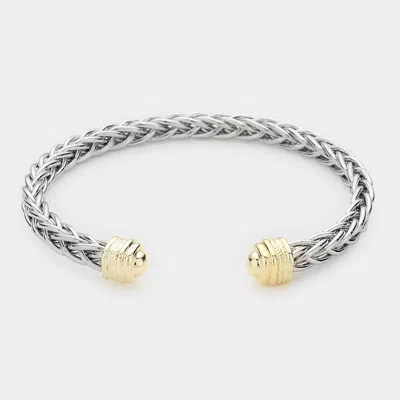 Fashnzfab Two Tone Metal Cuff Bracelet Two Tone In Multi