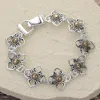 Fashnzfab Two Tone Metal Flower Link Magnetic Closure Two Tone In Multi