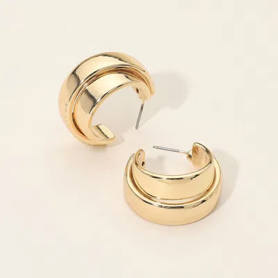Fashnzfab Two Tone Metal Hoop Earrings In Gold