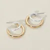 Fashnzfab Two Tone Metal Open Crescent Hoop Earrings - Gold, Silver In Gold