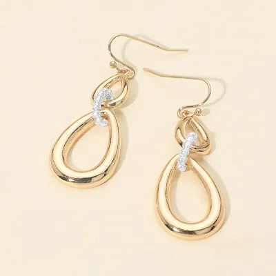 Fashnzfab Two Tone Metal Teardrop Link Drop Earrings In Gold