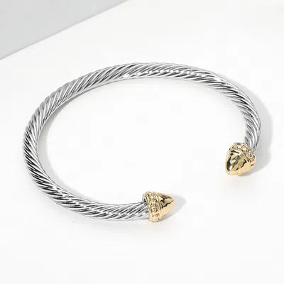 Fashnzfab Two Tone Metal Twisted Cuff Bracelet - Two Tone In Multi