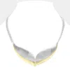 Fashnzfab Two Tone Metal Whale Tail Pendant Necklace In Gray