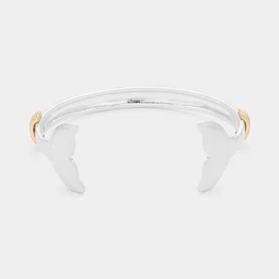 Fashnzfab Two Tone Metal Whale Tail Tip Cuff Bracelet In Multi