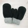 Fashnzfab Two Tone Mitten Gloves In Black