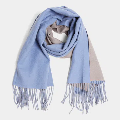Fashnzfab Two Tone Oblong Scarf In Blue
