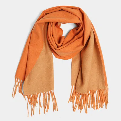 Fashnzfab Two Tone Oblong Scarf In Orange