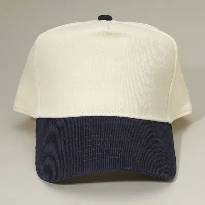 Fashnzfab Two Tone Plain Corduroy Baseball Cap In Blue