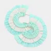 Fashnzfab Two Tone Raffia Half Round Earrings - Mint In Green