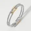Fashnzfab Two Tone Rope Hinged Bangle Bracelet In Multi