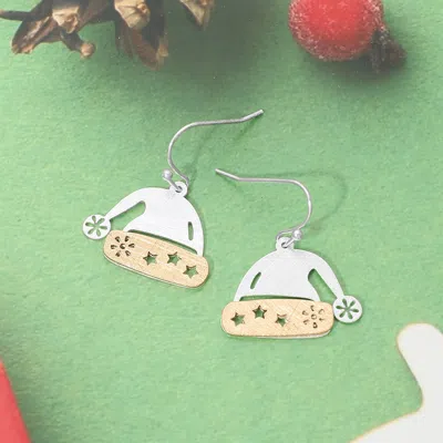 Fashnzfab Two Tone Santa Hat Charm Drop Dangle Earrings In Multi