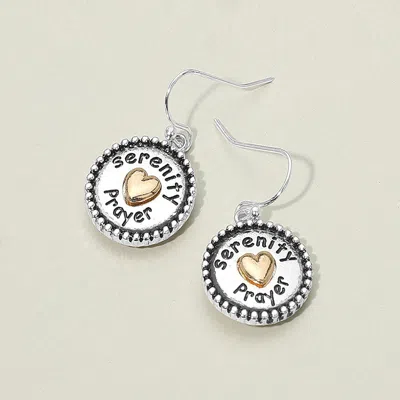 Fashnzfab Two Tone Serenity Prayer Heart Disc Dangle Earrings In Multi