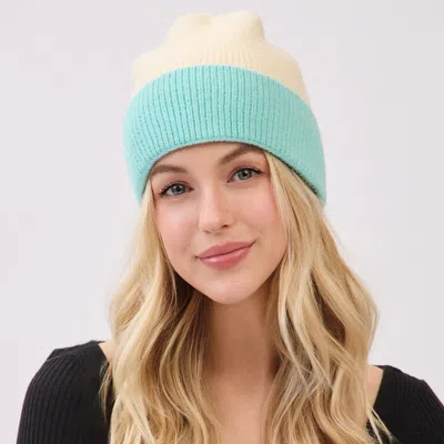 Fashnzfab Two Tone Soft Fuzzy Knit Winter Beanie Hat In Sand