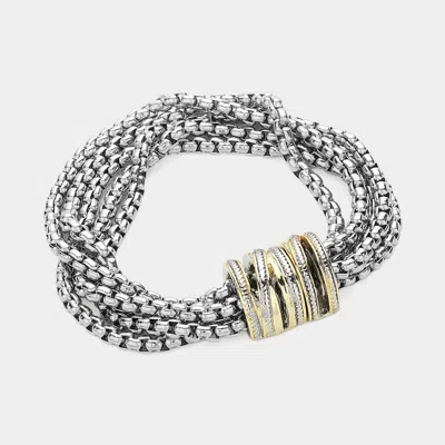 Fashnzfab Two Tone Split Cluster Pointed Mesh Chain Magnetic Bracelet Two Tone In Multi