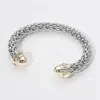 Fashnzfab Two Tone Stone Paved Dome Tip Cuff Bracelet Two Tone In Multi