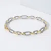 Fashnzfab Two Tone Textured Link Chain Hinged Bracelet Two Tone In Multi