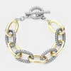 Fashnzfab Two Tone Textured Metal Cable Link Toggle Bracelet Two Tone In Multi