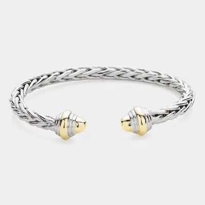 Fashnzfab Two Tone Textured Metal Cuff Bracelet Two Tone In Multi