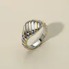Fashnzfab Two Tone Textured Metal Dome Ring - Gold, Rhodium In Multi