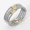 Fashnzfab Two Tone Textured Metal Hinged Bangle Bracelet Two Tone In Multi