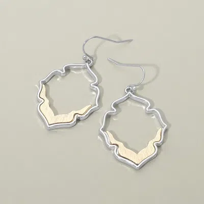 Fashnzfab Two Tone Vintage Style Open Frame Drop Dangle Earrings In Metallic