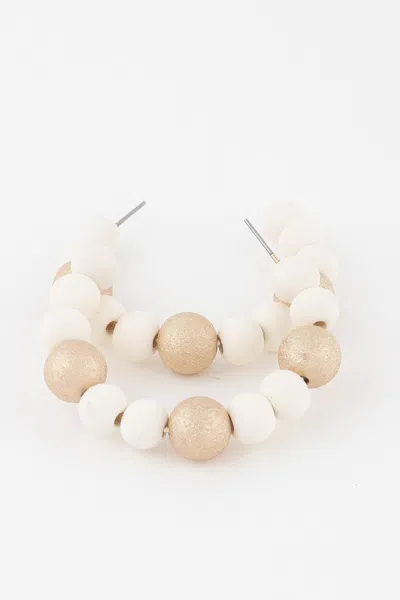 Fashnzfab Two Toned Bead Hoop Earrings In Pink