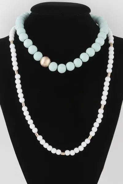 Fashnzfab Two Toned Beaded Long Necklace In Green