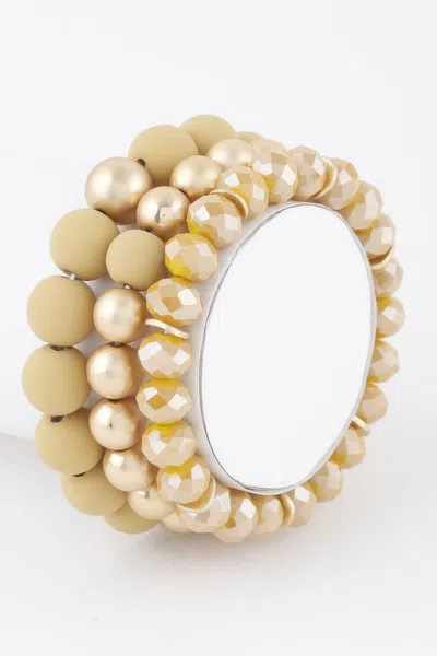 Fashnzfab Two Toned Crystal Bead Bracelet In Yellow