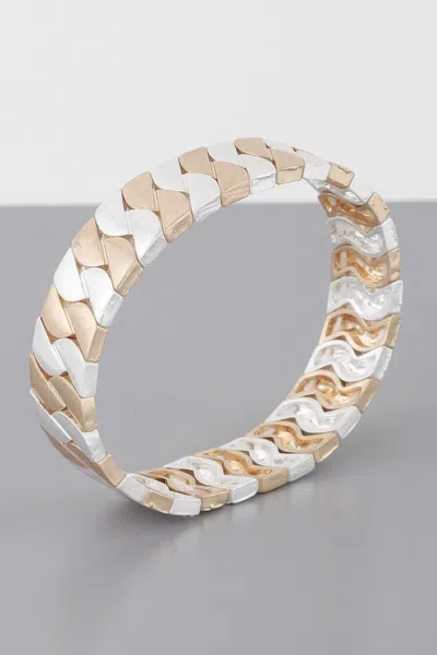 Fashnzfab Two Toned Curb Chain Cuff Bracelet In Multi