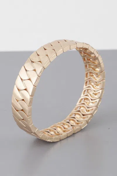 Fashnzfab Two Toned Curb Chain Cuff Bracelet In White