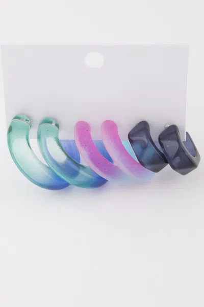 Fashnzfab Two Toned Hoop Earrings Set In Multi