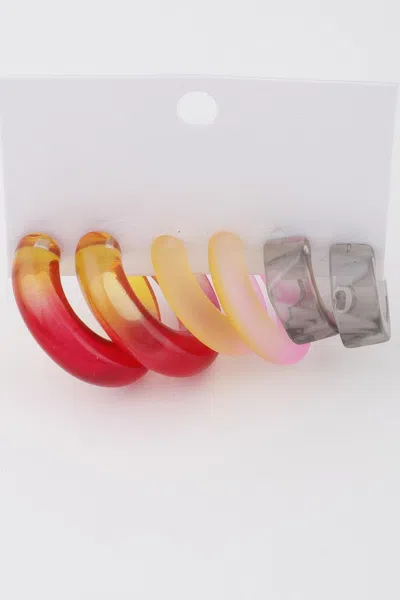 Fashnzfab Two Toned Hoop Earrings Set In Multi