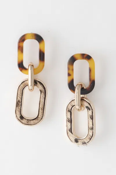 Fashnzfab Two Toned Link Chain Drop Earrings In Neutral