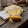 Fashnzfab Two Toned Real Fur Trim Fingerless Gloves In Yellow