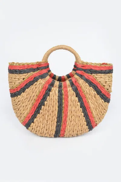 Fashnzfab Two Toned Straw Tote Bag In Black