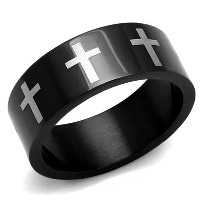 Fashnzfab Two-tone Ip Black (ion Plating) Stainless Steel Ring With No Stone