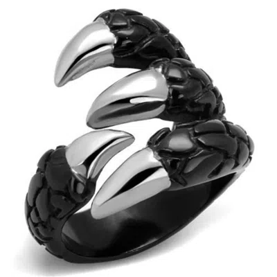 Fashnzfab Two-tone Ip Black (ion Plating) Stainless Steel Ring With No Stone In Multi