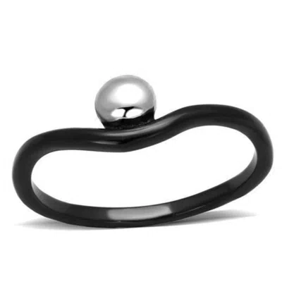 Fashnzfab Two-tone Ip Black Stainless Steel Ring With No Stone