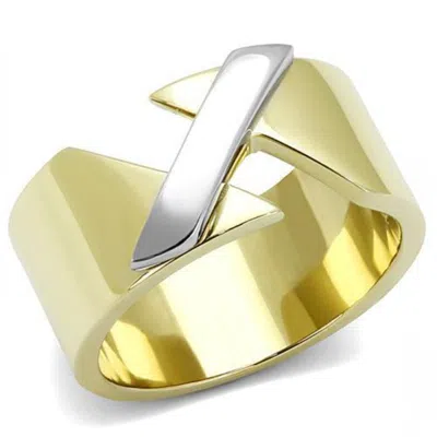 Fashnzfab Two-tone Ip Gold (ion Plating) Stainless Steel Ring With No Stone