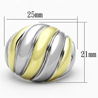 Fashnzfab Two-tone Ip Gold (ion Plating) Stainless Steel Ring With No Stone