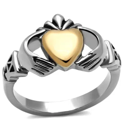 Fashnzfab Two-tone Ip Gold (ion Plating) Stainless Steel Ring With No Stone