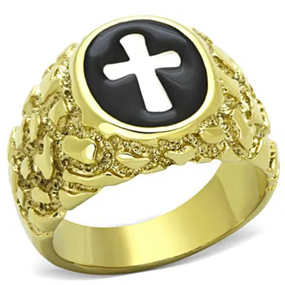 Fashnzfab Two-tone Ip Gold (ion Plating) Stainless Steel Ring With No Stone In Multi