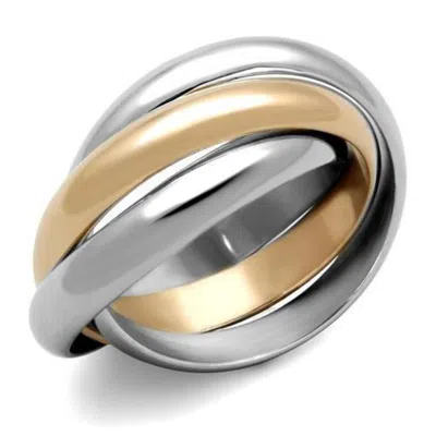 Fashnzfab Two-tone Ip Rose Gold Stainless Steel Ring With No Stone In Multi